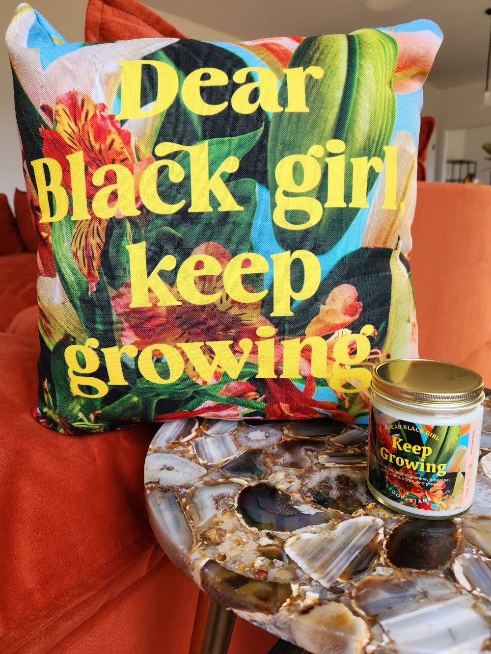 Keep Growing Pillow + Candle Set